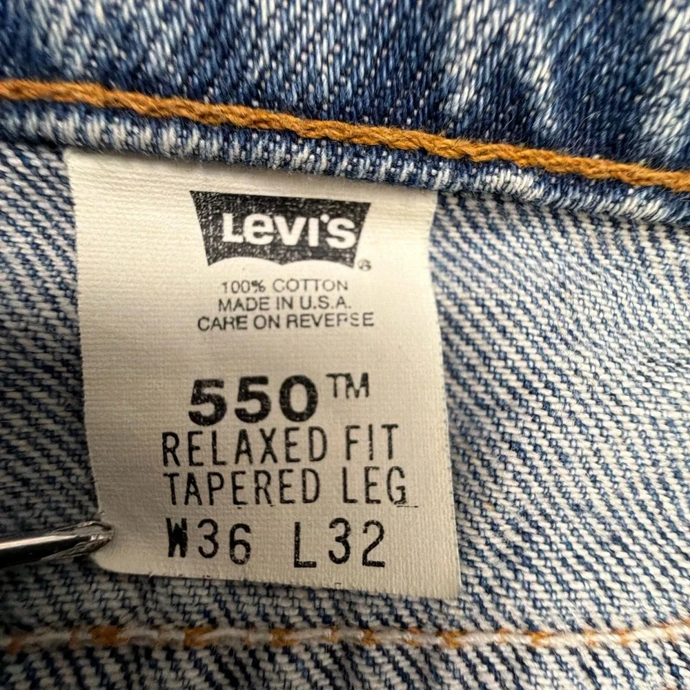 Vintage Levi's 550 Orange Tab Jeans Mens 35x32 USA Relaxed Tapered Medium Wash